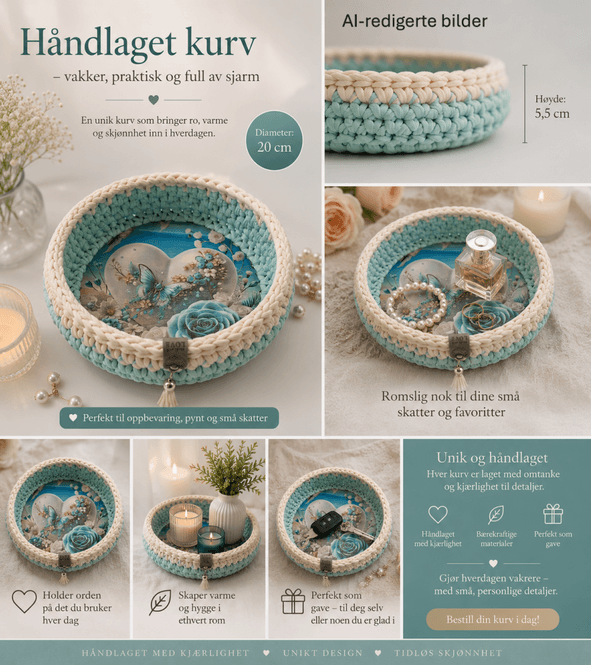Hovedbilde Mint grønn og hvit kurv.