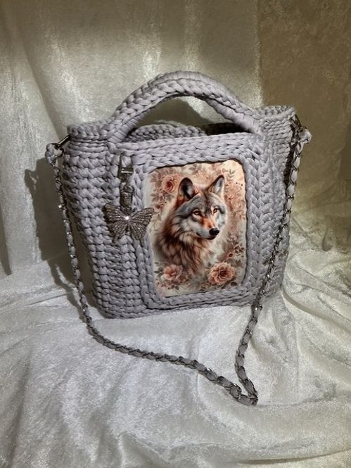 Hovedbilde Grå veske med ulvemotiv
